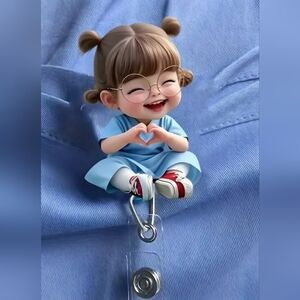 Nurses Blue Heart Seated Custom Acrylic Name Badge ID holder